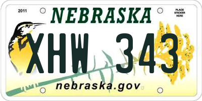 NE license plate XHW343
