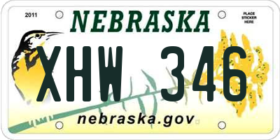 NE license plate XHW346