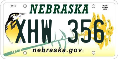 NE license plate XHW356