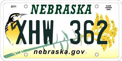 NE license plate XHW362