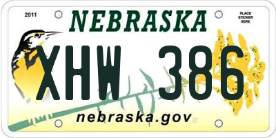 NE license plate XHW386
