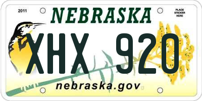 NE license plate XHX920