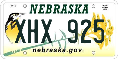 NE license plate XHX925