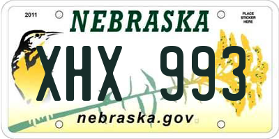 NE license plate XHX993
