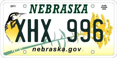 NE license plate XHX996