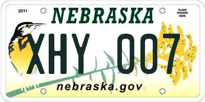 NE license plate XHY007