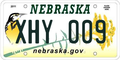 NE license plate XHY009