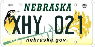 NE license plate XHY021
