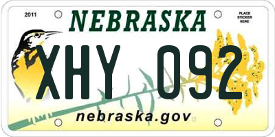 NE license plate XHY092