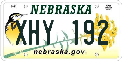 NE license plate XHY192