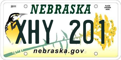 NE license plate XHY201