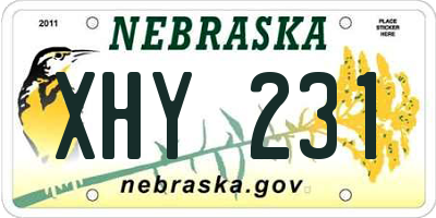 NE license plate XHY231