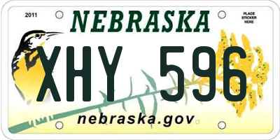 NE license plate XHY596