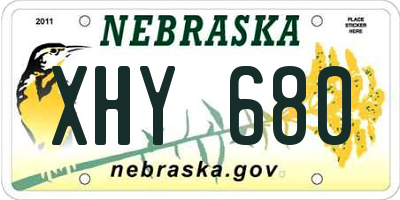 NE license plate XHY680
