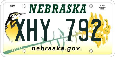 NE license plate XHY792