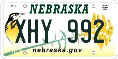 NE license plate XHY992