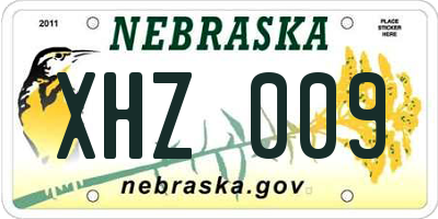 NE license plate XHZ009