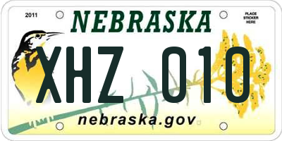 NE license plate XHZ010