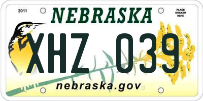 NE license plate XHZ039