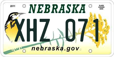NE license plate XHZ071