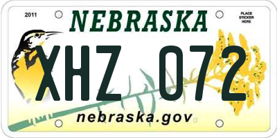 NE license plate XHZ072
