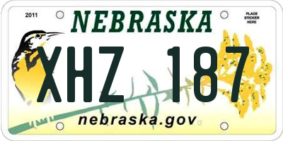 NE license plate XHZ187