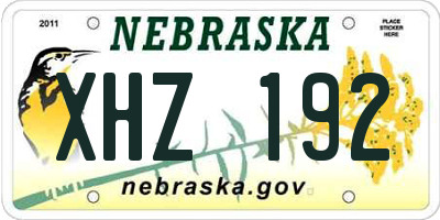 NE license plate XHZ192