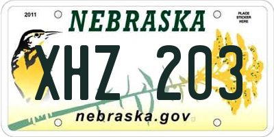 NE license plate XHZ203