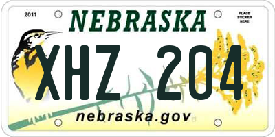 NE license plate XHZ204