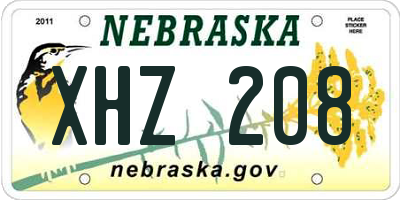 NE license plate XHZ208