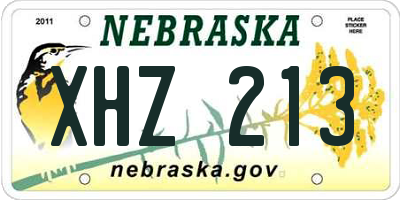 NE license plate XHZ213