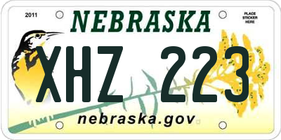 NE license plate XHZ223