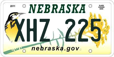 NE license plate XHZ225