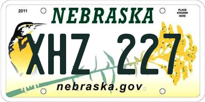 NE license plate XHZ227
