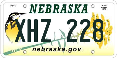NE license plate XHZ228