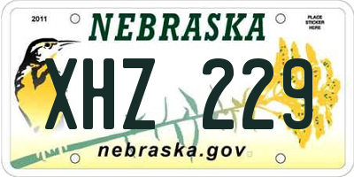 NE license plate XHZ229