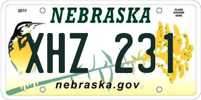 NE license plate XHZ231
