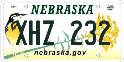 NE license plate XHZ232