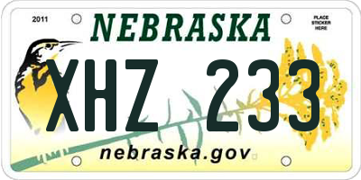 NE license plate XHZ233