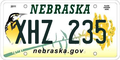 NE license plate XHZ235