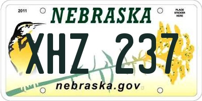 NE license plate XHZ237