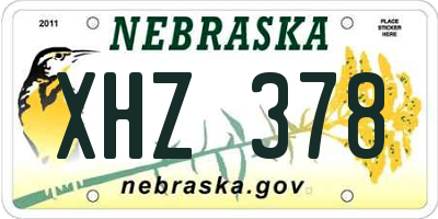 NE license plate XHZ378