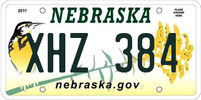NE license plate XHZ384