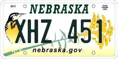NE license plate XHZ451