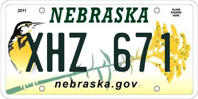 NE license plate XHZ671