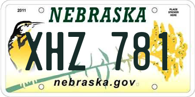 NE license plate XHZ781