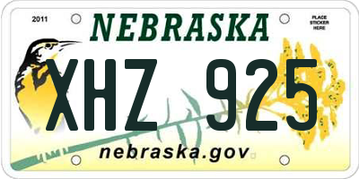 NE license plate XHZ925