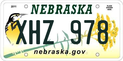 NE license plate XHZ978