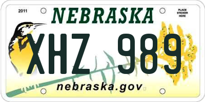 NE license plate XHZ989
