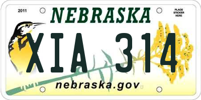 NE license plate XIA314